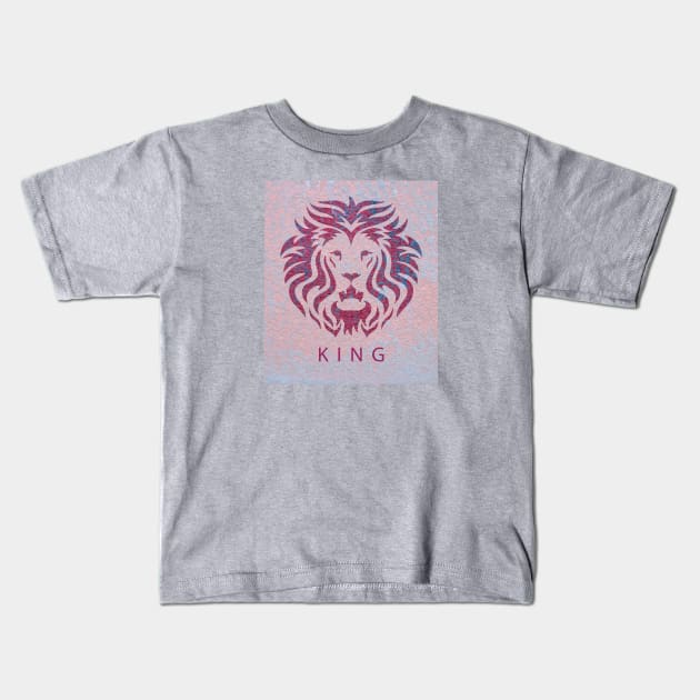 'KING' Lion Head - Fuchsia Kids T-Shirt by sleepingdogprod